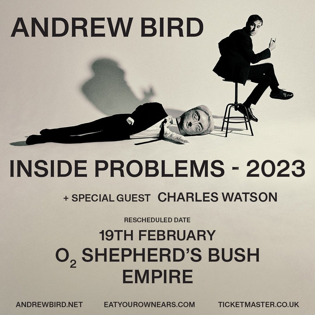Eat Your Own Ears (@eatyourownears) on Twitter photo We are delighted to announce that the brilliant <a href="/CharlesWatson__/">Charles Watson</a> (prev <a href="/SLOWCLUBHQ/">Slow Club</a>) will be supporting <a href="/andrewbird/">Andrew Bird</a> at his upcoming <a href="/O2SBE/">O2 Shepherd's Bush Empire</a> show on 19th February💫✨
Grab remaining tickets here🎟️ ticketmaster.co.uk/event/1F005C52…
<a href="/moshimoshimusic/">moshi moshi records</a> <a href="/LomaVistaRC/">Loma Vista Recordings</a> We are delighted to announce that the brilliant <a href="/CharlesWatson__/">Charles Watson</a> (prev <a href="/SLOWCLUBHQ/">Slow Club</a>) will be supporting <a href="/andrewbird/">Andrew Bird</a> at his upcoming <a href="/O2SBE/">O2 Shepherd's Bush Empire</a> show on 19th February💫✨
Grab remaining tickets here🎟️ ticketmaster.co.uk/event/1F005C52…
<a href="/moshimoshimusic/">moshi moshi records</a> <a href="/LomaVistaRC/">Loma Vista Recordings</a>