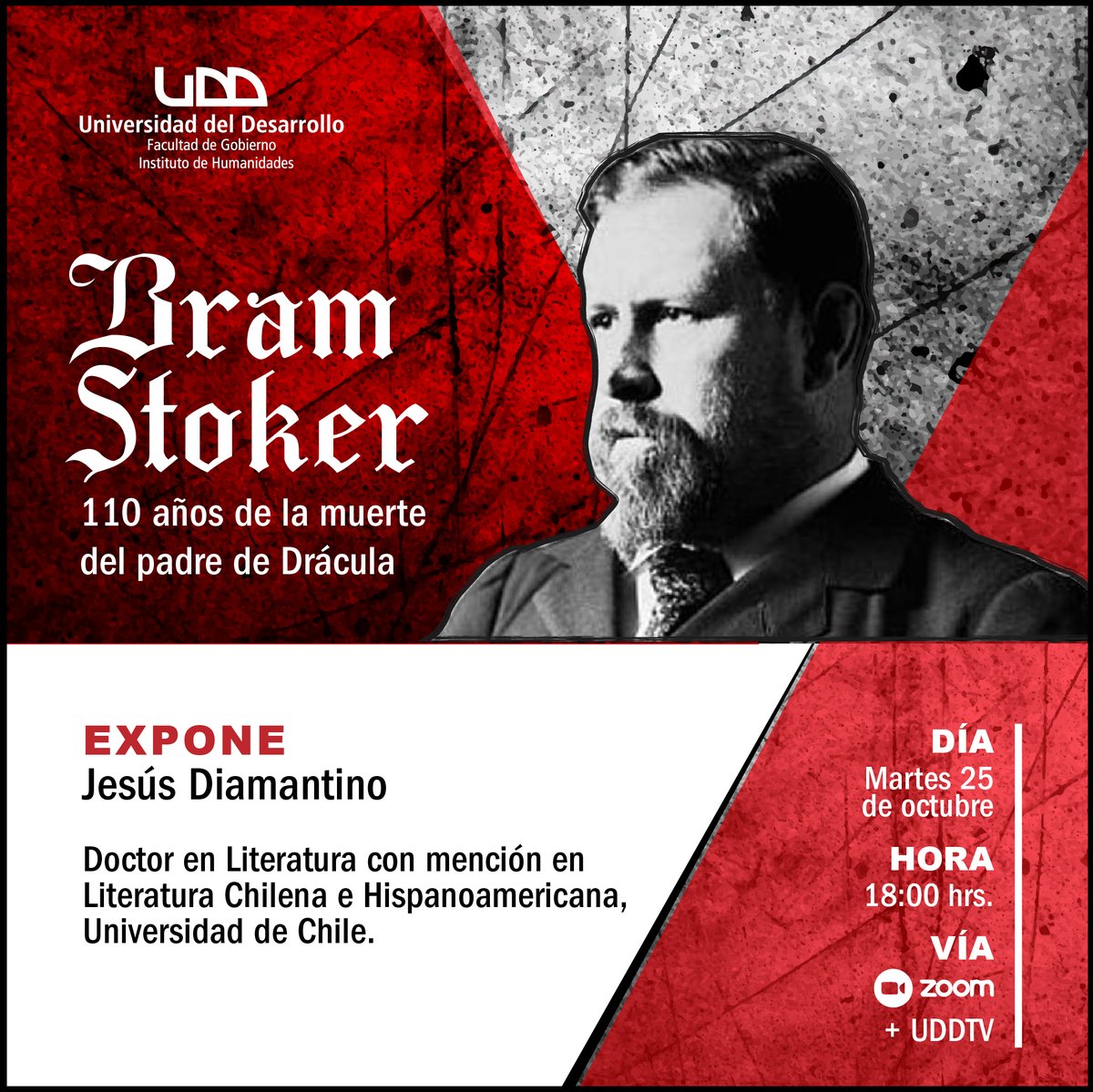 HumanidadesUDD's tweet photo. 🧛🏻‍♂️En el mes del #terror, te invitamos a conocer más acerca de #BramStoker, novelista irlandés, padre de #Drácula. Profundizaremos en la obra, contexto e importancia histórica 

¡Inscríbete! https://t.co/mC2DvGRJIX

@UDD_cl https://t.co/tML6Md57UO