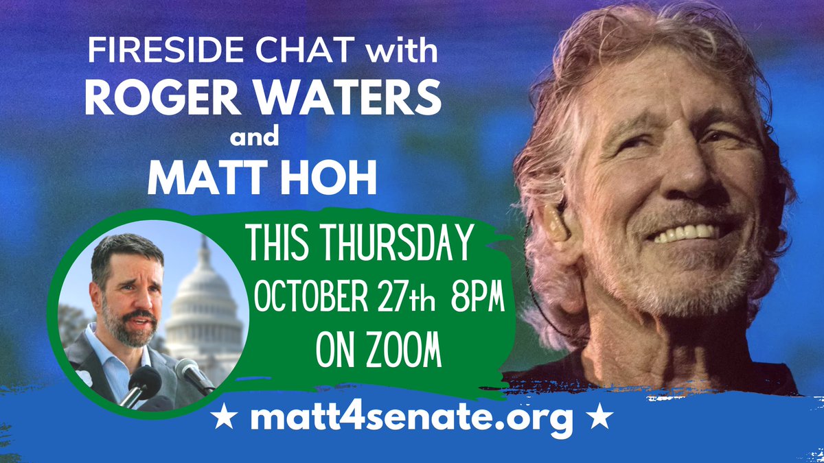 MatthewPHoh's tweet photo. I'm incredibly excited to invite you to an evening with the legendary @rogerwaters of Pink Floyd and beyond.
Roger Waters is not only a musical genius, he's a tireless, fearless voice for peace and justice.
Register now to join us and please retweet!🌈https://t.co/Oap0vkSEQt https://t.co/j1N7Aqv9f7