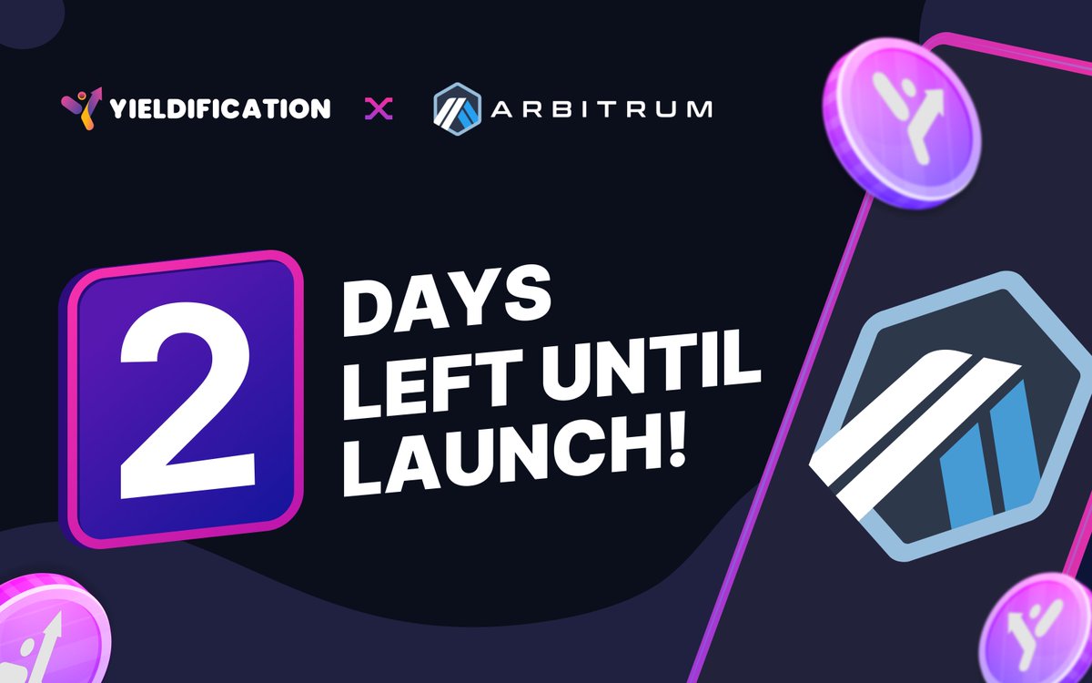 yieldification's tweet photo. We will be sliding in a few things starting today and tomorrow, but expect all $YDF platform features including bridging your $YDF between $ETH <> @arbitrum fully on Wednesday. https://t.co/WfMJK8xNWg
