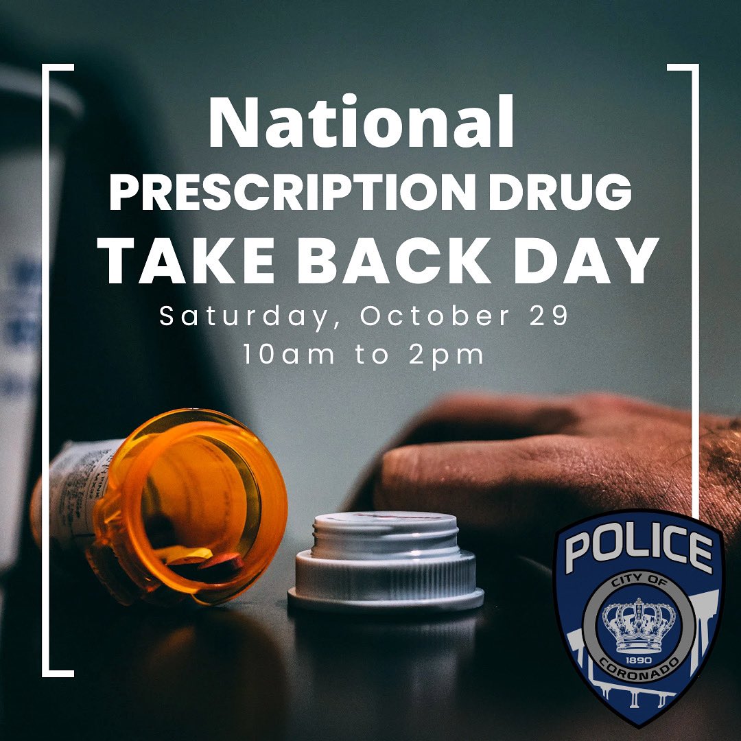 We’ll be out in front of the PD from 10 am to 2 pm. Just drive up, we’ll take your unused, unwanted prescription drugs - it’s free!