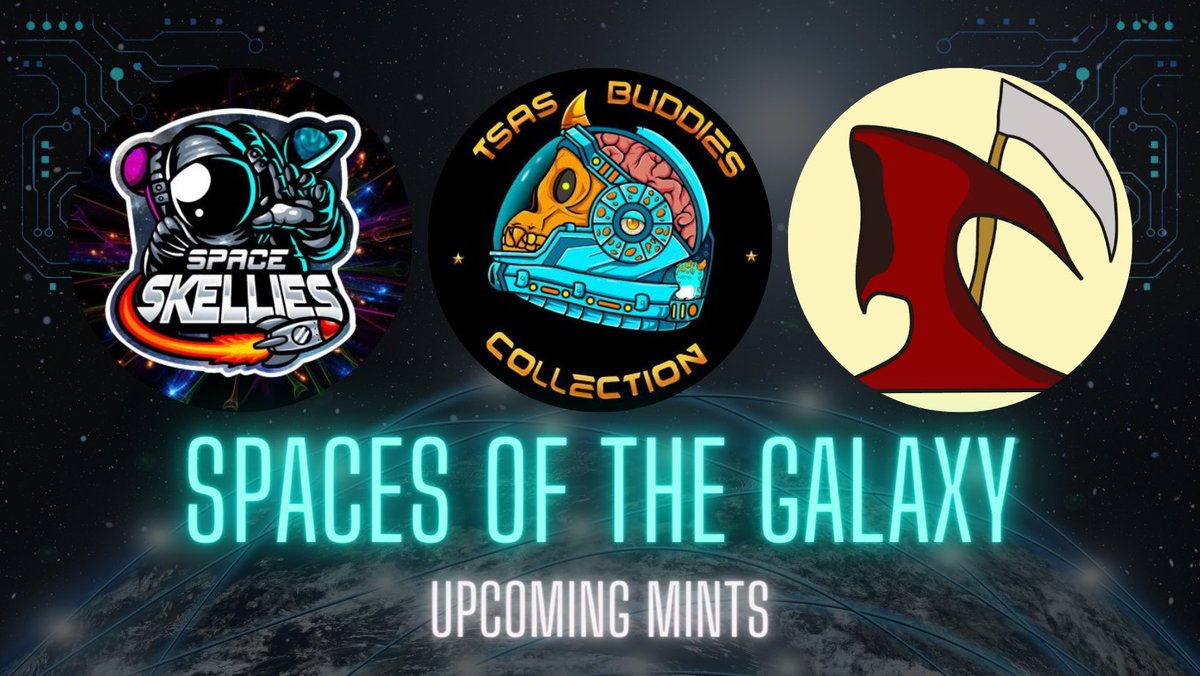 ✨ Mints across the Galaxy! ✨

@Space_Apes1 Buddies mint today!

<a href="/SunnysideReaper/">Sunnyside Reapers | Cemetery LIVE on Play Store!</a> mint this week! 🔪

<a href="/SpaceSkellies/">✰𝕊𝕡𝕒𝕔𝕖 𝕊𝕜𝕖𝕝𝕝𝕚𝕖𝕤✰</a> mint Nov. 8th!

<a href="/StargazeZone/">Stargaze ✨🔭</a> ✨

🎁 Live Giveaways! 🎁

x.com/i/spaces/1djxX…