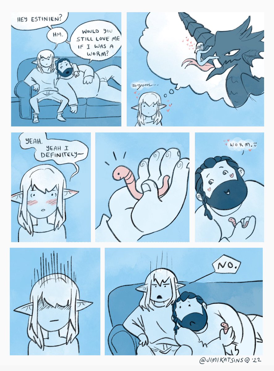 Hey babe?

[ ffxiv / estinien x wol ]