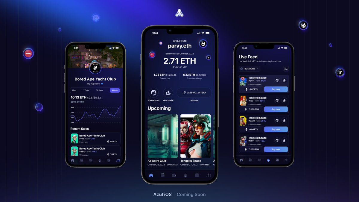 Introducing Azul Mobile 📲

Buy, Sell, Analyze &amp; Manage NFTs On The Go

We're Different; Join Us This Friday. 💙
