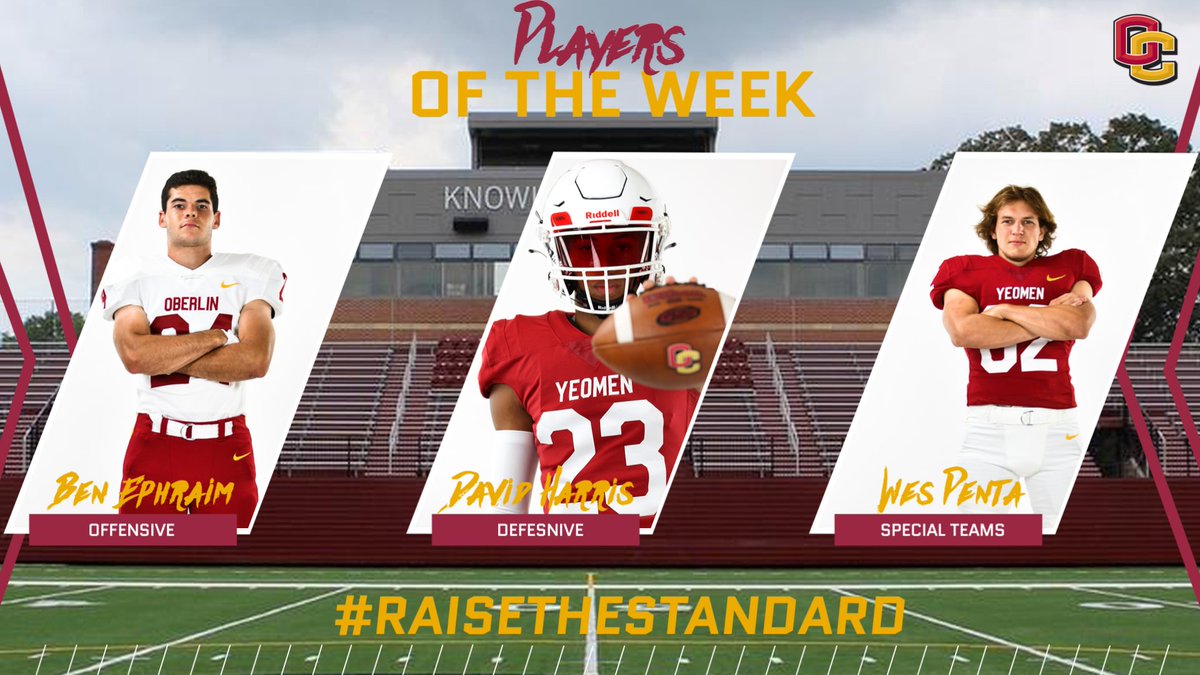 Our Offensive player of the week with 6 catches for 114 yards and a touchdown is, Ben Ephraim. Another consistent performance for sophomore safety David Harris is our defensive player of the week. With a record long punt of 75 yards Wes penta special teams player of the week.