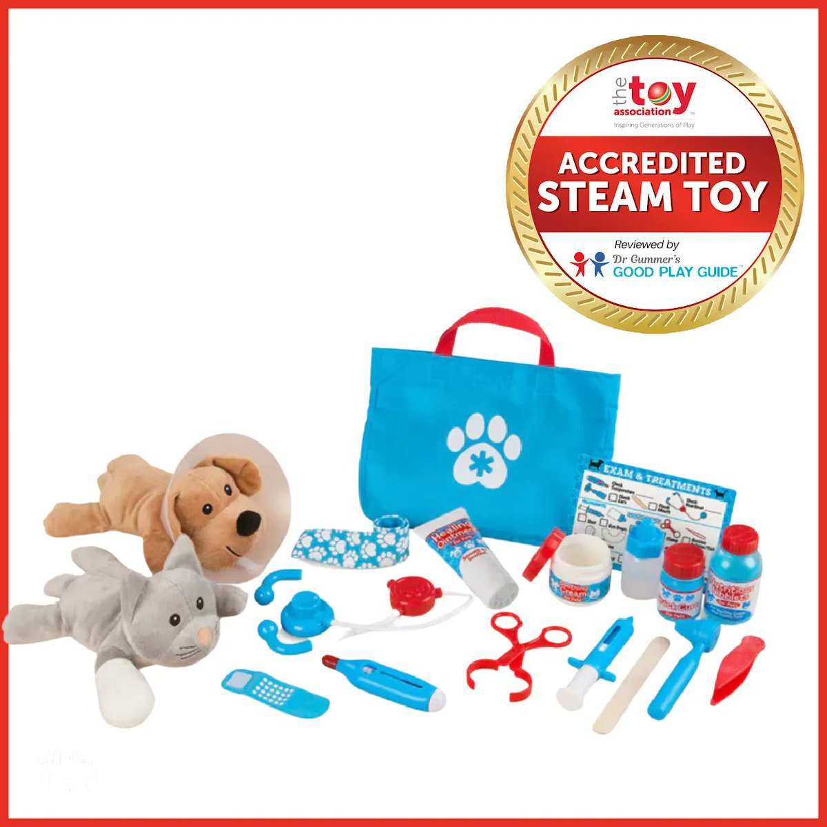 @MelissaAndDoug Examine & Treat Pet Vet Play Set has earned the ️🏅 STEAM ‘stamp of approval’ from The Toy Association and the Good Play Guide! Check out this #STEAM Accredited Toy and more to add to your holiday shopping list: buff.ly/3ONROz9 #geniusofplay