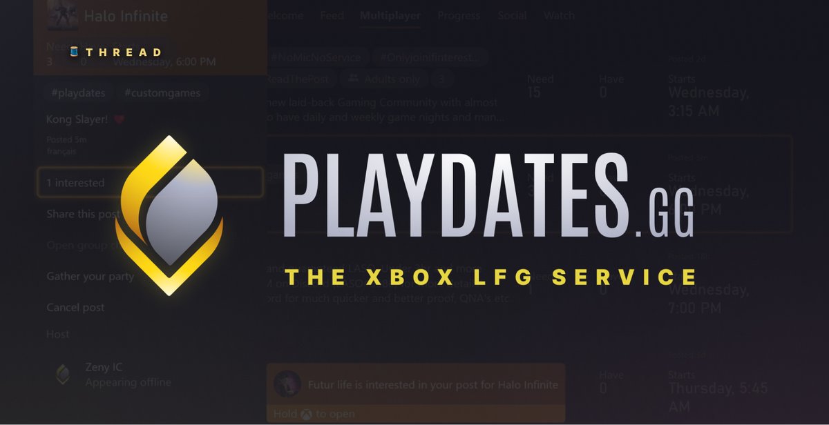 BathrobeCast's tweet photo. 🔥 On est très fier sortir notre dernier projet: @playdatesgg 

Accédez à la "Recherche de groupe" de la Xbox depuis le web ou votre mobile !

🔗 https://t.co/yw0kLxsQsv

Pas de Custom Game Browser sur #Halo Infinite ? Pas de problème, on vous explique tout ça dans ce Thread 🧵⬇️ https://t.co/hIMuFN3ywk