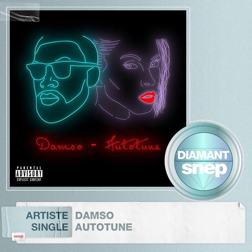 snep's tweet photo. Le titre « Autotune » de Damso est certifié Single Diamant ! 💎

50 000 000 équivalents streams 🎧

Bravo ! 👏 https://t.co/8G1lZGYhQs