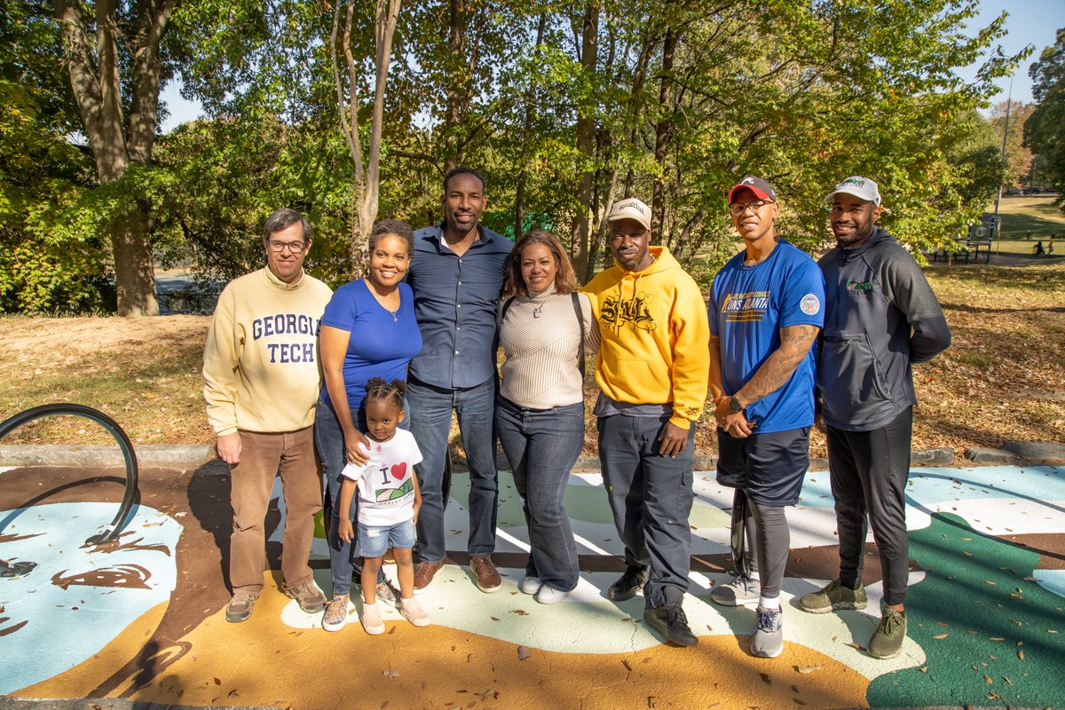 CityofAtlanta's tweet photo. This weekend, we celebrated the installation of 10 creative bike racks across our city. As part of @ATLPlanning's “Love Our Places” program, Atlanta’s new bike parking installations showcase the work of local artists and add a splash of color and style to our public spaces. https://t.co/NKmQFwhpFc