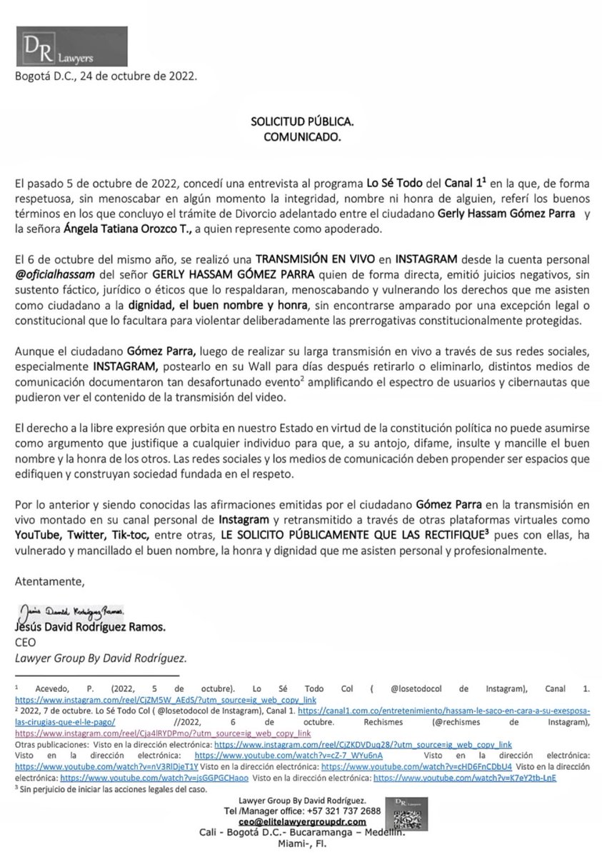 jdavidr1's tweet photo. El derecho a la libre expresión, no puede asumirse como argumento q justifique a cualquier individuo q a su antojo,difame,insulte y mancille el buen nombre y la honra de otros.Las redes sociales deben ser espacios q edifiquen y construyan sociedad fundada en elrespeto.#rectifique https://t.co/qJ0d4V6zKU
