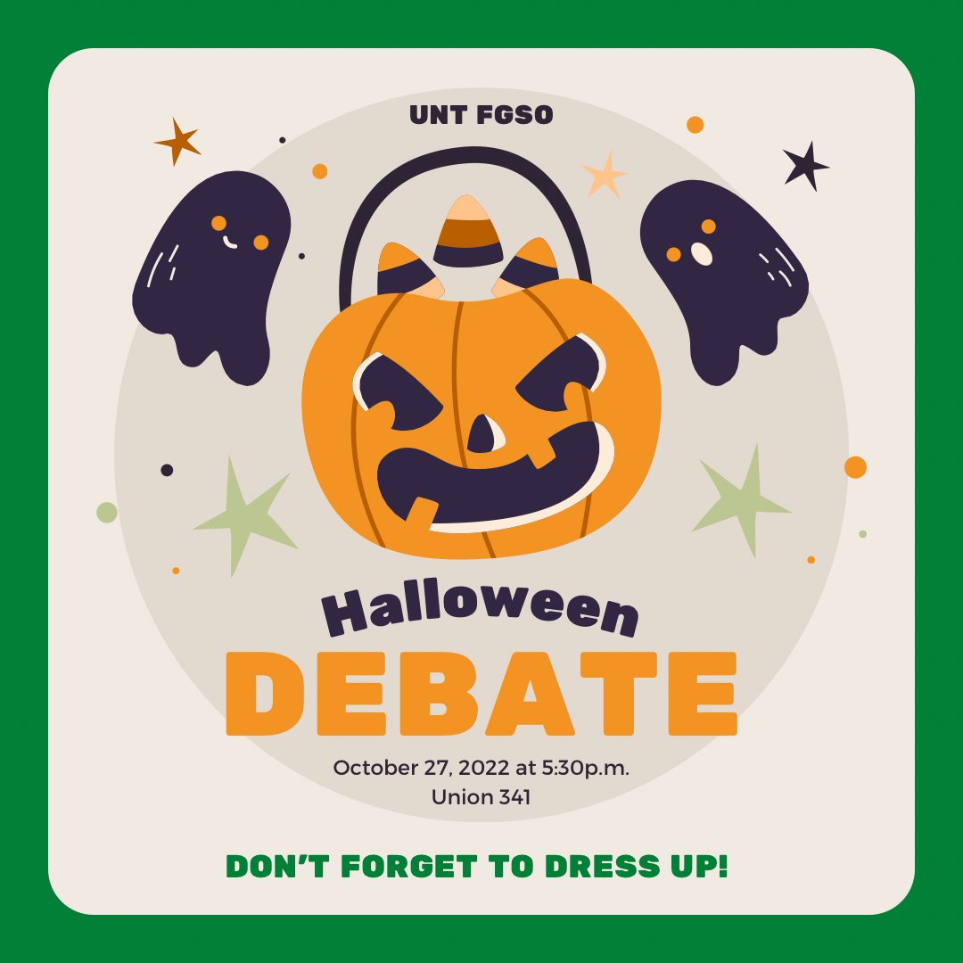 Join FGSO this Thursday to debate on some spooooky topics! 🕷️🕸️🎃 &amp; don’t forget to dress up! We can’t wait to see what costumes our members come up with!