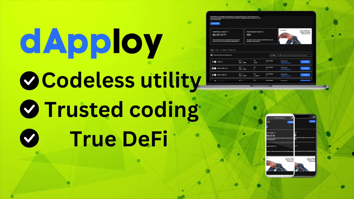 dApploy nearing completion! join the testnet be part of the future.

Stay up to date with dApploy and all That is Coinflect in the telegram

Codeless developer tools for all.

#coinflect