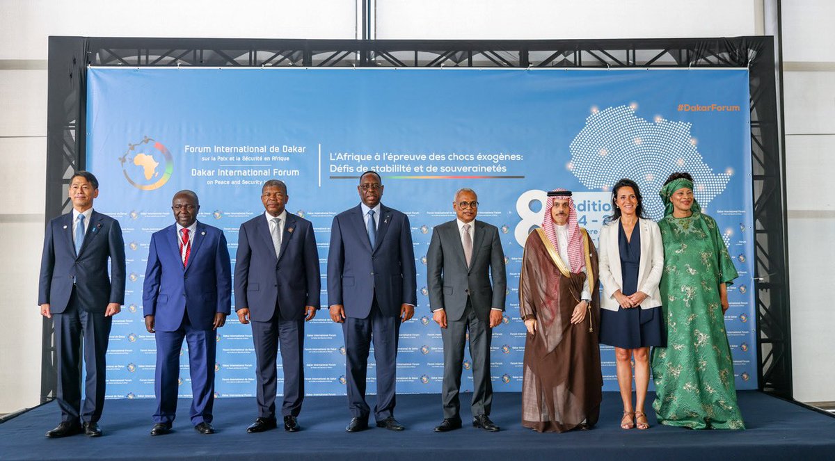 PR_Senegal's tweet photo. La 8ème édition du Forum de Dakar sur la Paix et la Sécurité en Afrique s’est tenue ce lundi au CICAD sous le thème « L’Afrique à l’épreuve des chocs exogènes : défis de stabilité et de souverainetés ». L’intégralité du discours de S.E.M.@Macky_Sall 👉🏽 https://t.co/wRA6GGa1Dh https://t.co/v27LwKXmVy