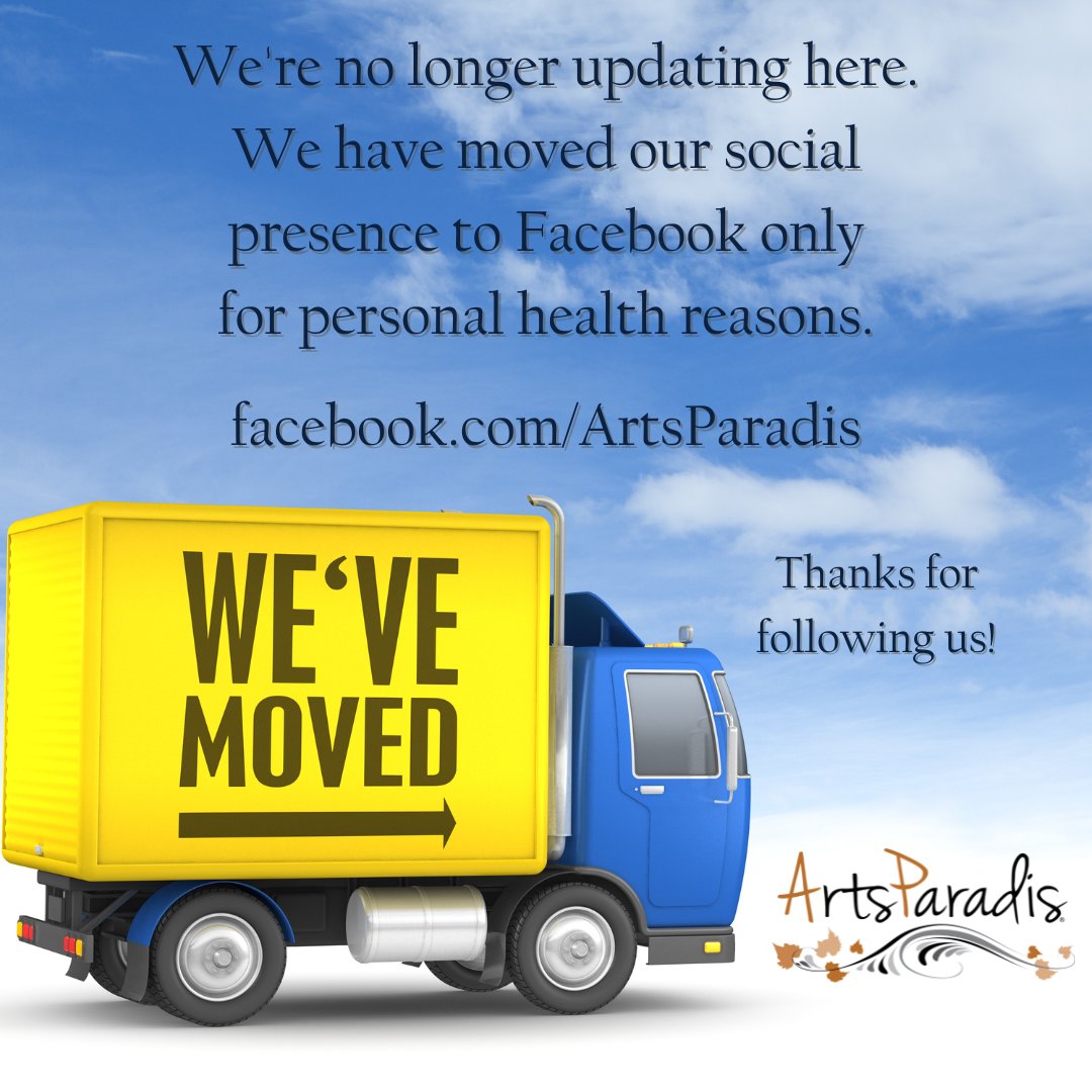 We are no longer updating Twitter. I've had some serious health setbacks and have to limit my time to just one platform. Please visit our facebook at facebook.com/ArtsParadis.