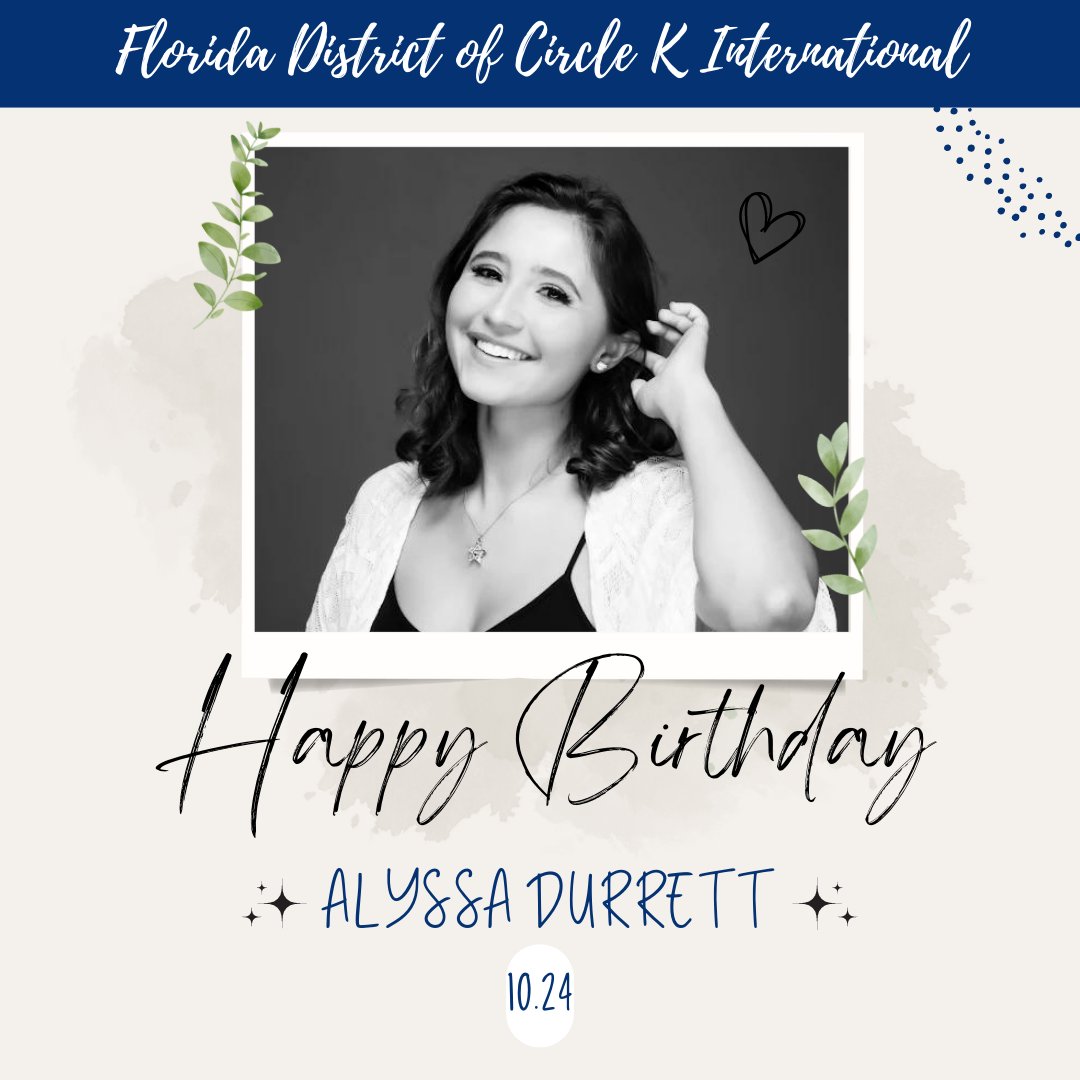 floridacirclek's tweet photo. Happy birthday to our wonderful Panhandle LTG, Alyssa Durrett! ✨ Alyssa has been working hard to expand the clubs in our district and keep our Panhandle division running smoothly! It’s been such a pleasure having her on our board! 🎉🥳💕😊 https://t.co/vXHtdAmO0Z