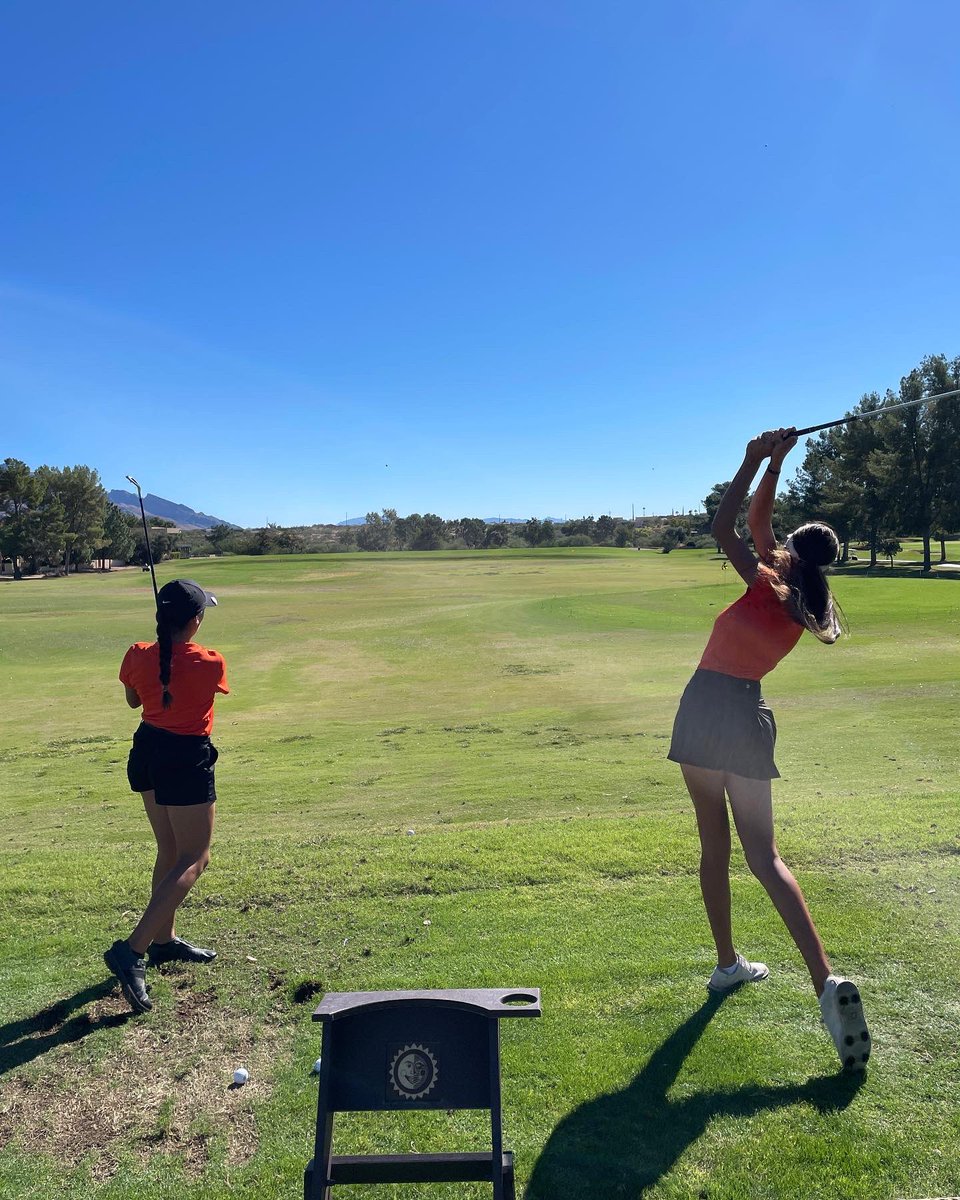 CDSGirlsGolf's tweet photo. Day 1 of The DI AIA State Championships. Let’s go Bella and Mia!  #bleedorange https://t.co/XPp9slXdUo