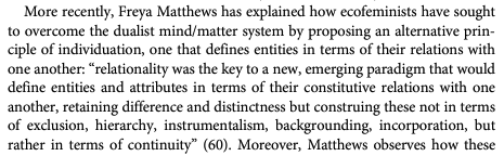 The relational approach to ethics owes a major debt to ecofeminism. Anyone critiquing the relational approach will have the difficult task of explaining why they are upholding hierarchy and exclusion as ethical principles. See: Estévez-Saá & Lorenzo-Modia (2018)