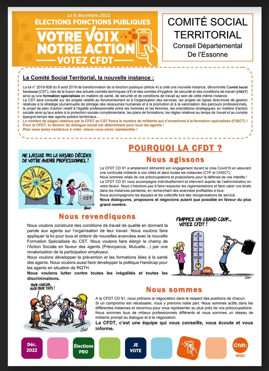 SLaatiriss's tweet photo. #ElectionsProfessionnelles2022
Entre le 1 et le 8 décembre, je vote et j'appelle à voter pour la #CFDT #CD91 .
@CFDTfp @MyleneJa @Cfdt91 https://t.co/UWR95AWJCu