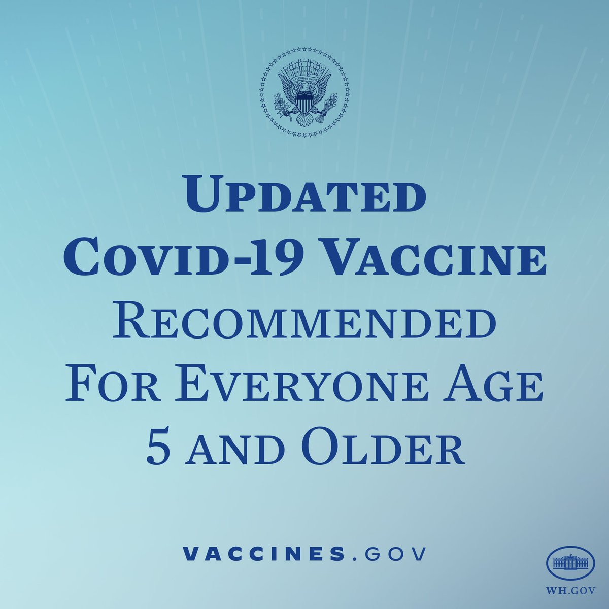 Everyone age 5 and older should get the updated COVID-19 vaccine this fall. Schedule your vaccine today: Vaccines.gov.