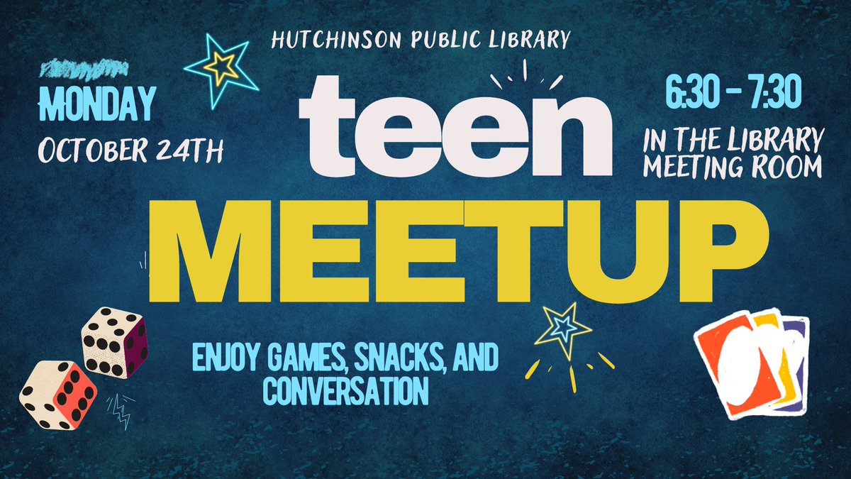 Teen Meetup is tonight at 6:30 in the library meeting room.  See you there!