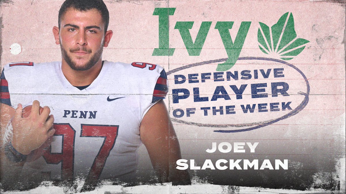 No one came up bigger than Joey Slackman on Saturday, aptly named @IvyLeague Defensive Player of the Week! 🌿🏈 He's the Quakers' third different winner of the award this year! 👀 📰 bit.ly/3sn8nth