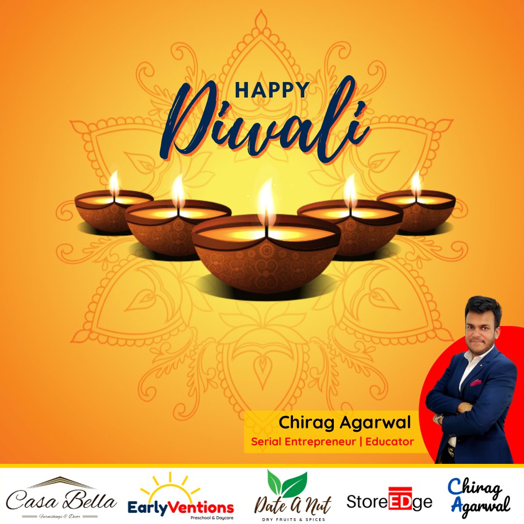 May the millions of lamps of Diwali illuminate your life with happiness, joy, peace and health. 

Wish you and your family a very prosperous Diwali 🪔 

#Diwali #Celebration #Joy #Happiness #ChiragAgarwal #Entrepreneur #Educator