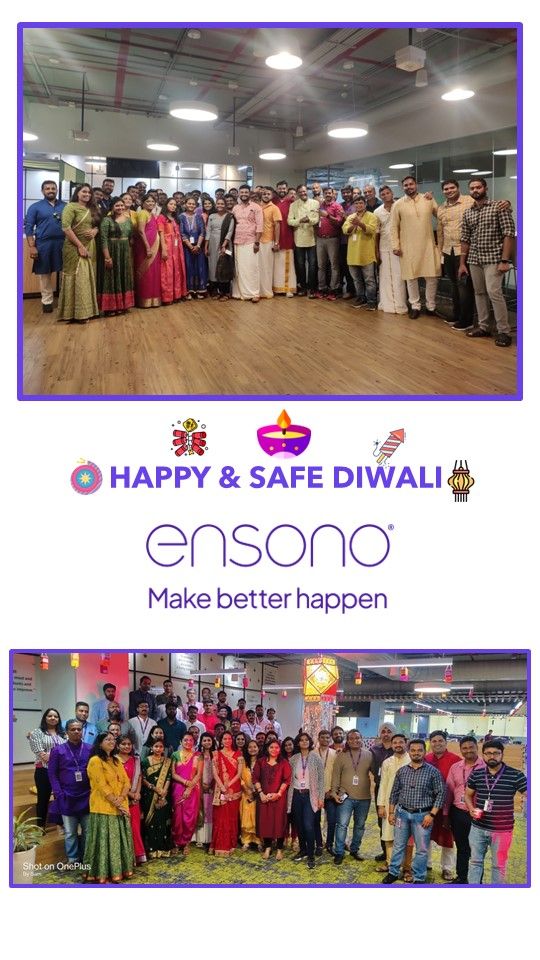 EnsonoIT's tweet photo. All of us at Ensono wish a very happy, safe, and prosperous Diwali to you and your family! Our associates in India celebrated with a day of festivities and spent some quality time together. How are you celebrating? #Diwali #FestivalOfLights #MakeBetterHappen https://t.co/gebQCYw1Nf