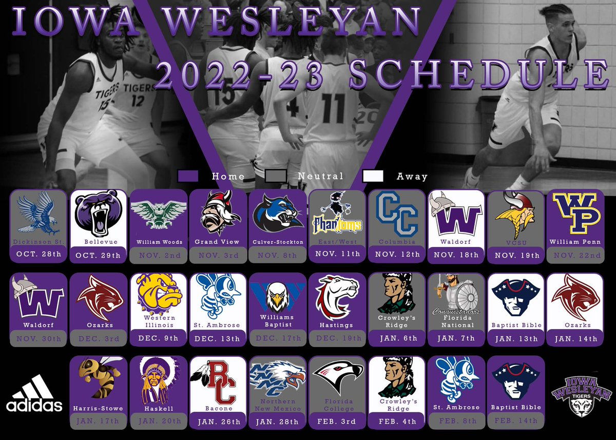 IowaWesleyanMBB's tweet photo. Are you ready Tiger fans⁉️

🚨22-23 Schedule Release🚨

#WeAreIW 🐅🏀 https://t.co/aPD06dqpAC