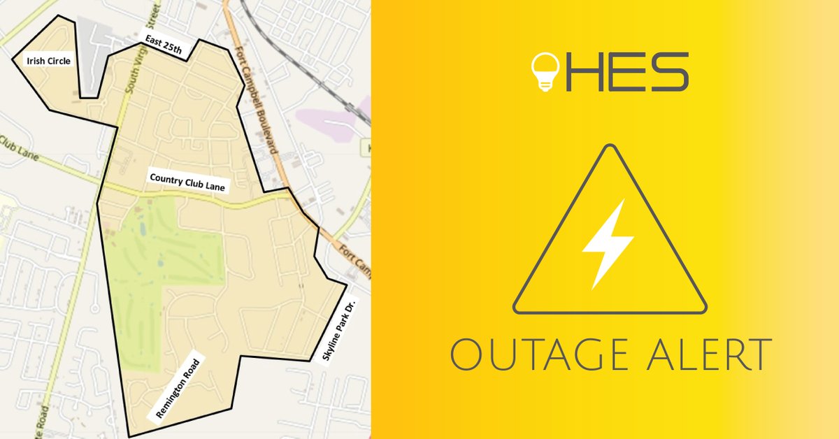 Beginning at 10:00 PM tonight, there will be a planned power outage for a portion of Hopkinsville near the Hopkinsville Country Club. The outage  will last up to 2 hours. HES hopes to have power restored to the affected area by midnight. We apologize for the inconvenience.