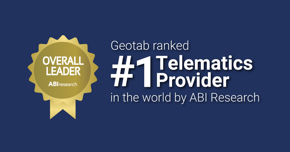 For the third time, <a href="/GEOTAB/">Geotab</a>  has been named the #1 commercial telematics vendor worldwide by ABI Research 🎉! Our Geotabbers are always seeking ways to improve efficiency and safety and address sustainability goals and meet regulatory requirements.