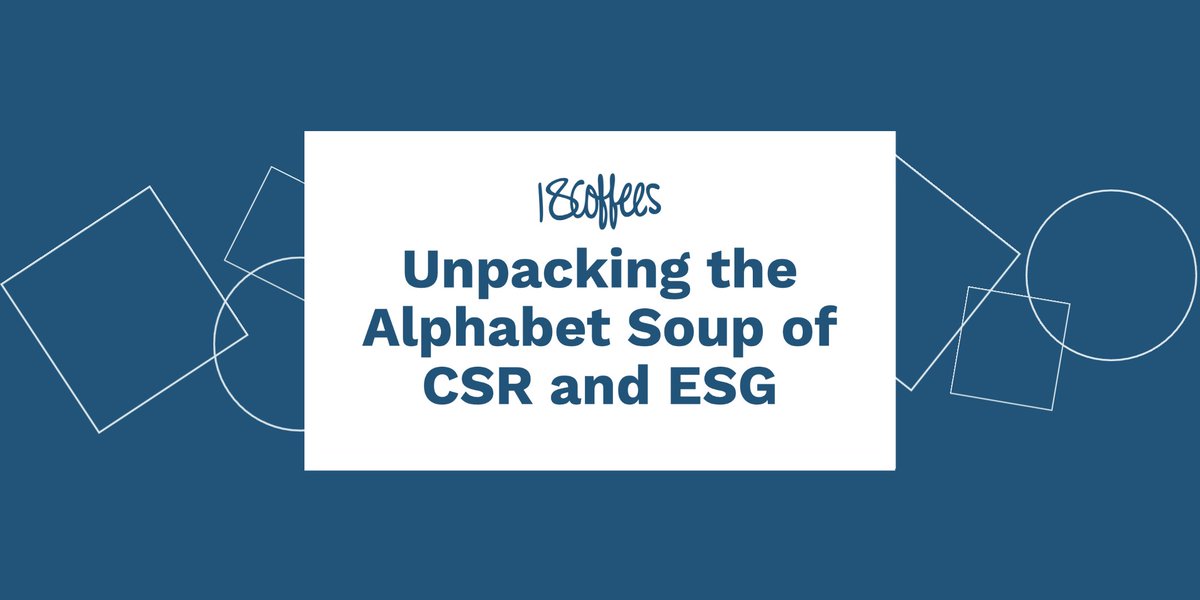 Who: 18 Coffees, <a href="/VeenaJayadeva/">Veena Jayadeva</a>
@_StacyCline, and Dr. Jenn Griffin

What: A panel discussion exploring the relationship between #CSR and #ESG

When: Today 10/24 at 4pm CST

Where: Zoom. RSVP for the link ➡️ 18coffees.com/events/alphabe…