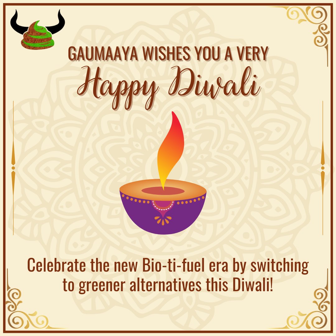 Gaumaaya's tweet photo. The festival of lights comes with an exquisite ray of hope this year! Switch to the greener alternatives with Gaumaaya and help bring happiness to our planet, just like Lord Rama brought to his empire upon return!

#Diwali #green #biofuels #planetearth https://t.co/zXW639I1hT