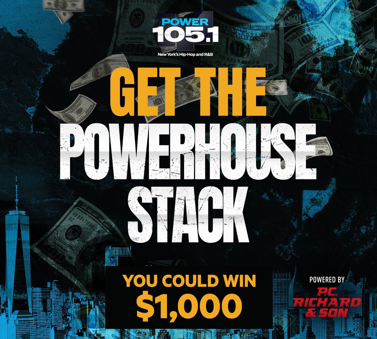 Who needs a quick $1,000⁉️ 🤑💸 Well we got your #POWERHOUSESTACK 💵💰 LISTEN live 🤳🏽🎶 at power1051fm.com/listen for the keyword 🔑 4X a day weekdays at :10 past the hour between 9A-5P ⏰ For your chance to win that 💲1K 💰🏆 #POWERHOUSENYC  - Powered by @PCRichardandSon 📺