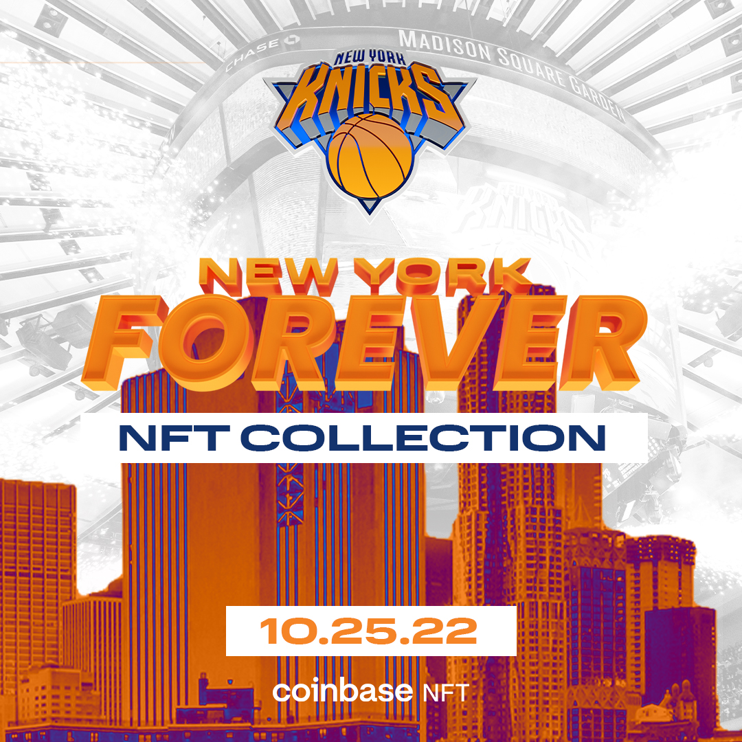 We've partnered with @Coinbase_NFT to provide Knicks fans with the opportunity to acquire one-of-one NFTs designed by renowned artists who were inspired by New York City and the Knicks.

The 24-hour auction begins on October 25 at 3 p.m. EST.

🔗: bit.ly/3spL8yC