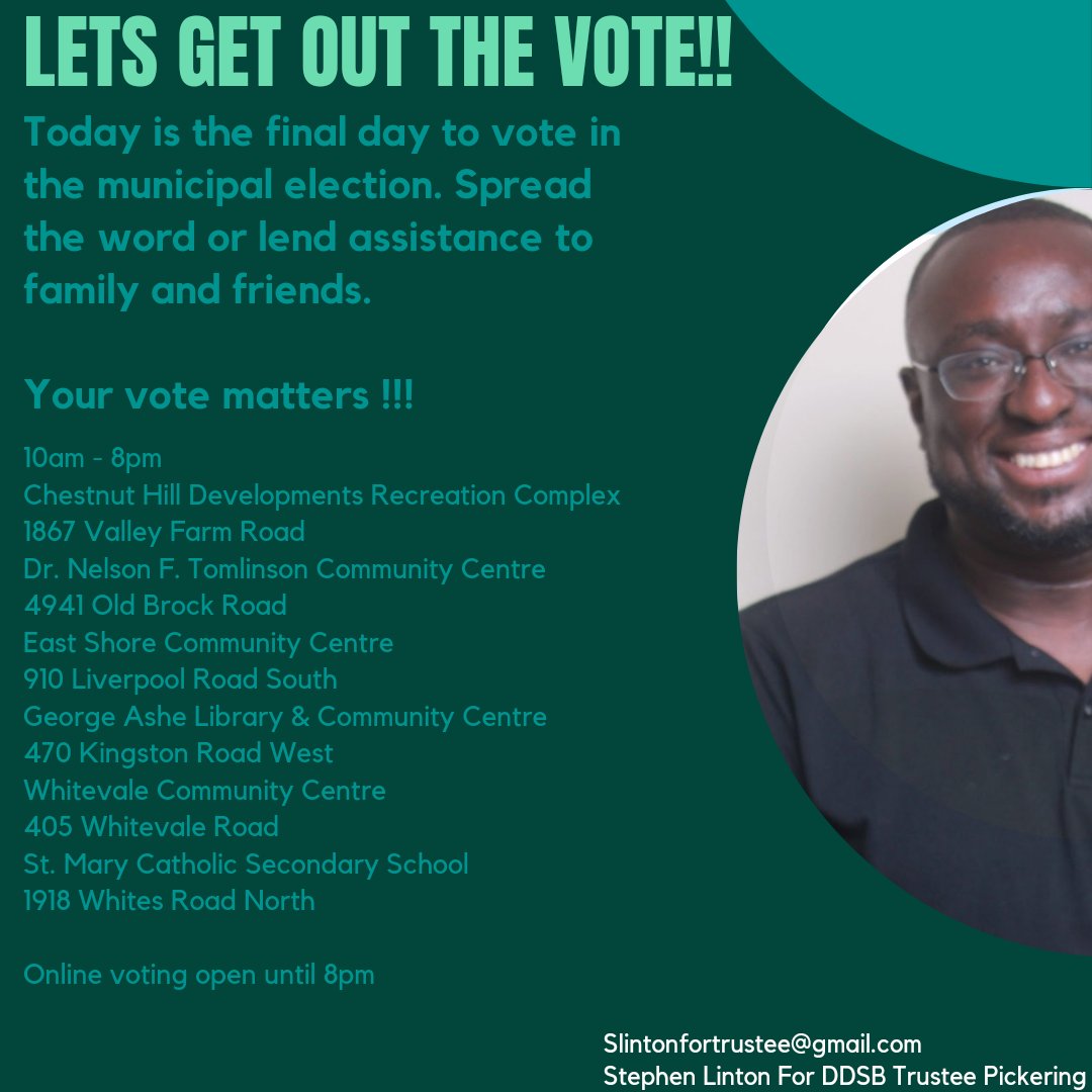 trusteeslinton's tweet photo. Time for Pickering residents to turn up. Reach out and lend a hand to those wanting to vote !!! https://t.co/ElZ3xbTgZp