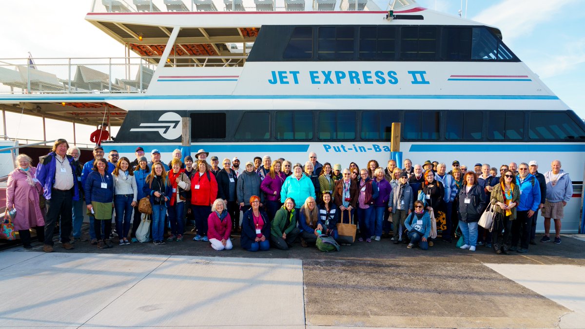 leiconservancy's tweet photo. Participants in the 2022 Great Lakes Islands Summit on the Lake Erie Islands pose for a photo in front of the Jet Express before beginning their tour of Kelleys Island.

https://t.co/t4znLdsqSL https://t.co/tL0tuJaWIo