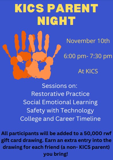 Welcome to KICS Parent Night 2020!  We will spend an evening learning together, so bring a friend who is not already part of our KICS family to have an extra entry in our drawing for a 50,000 rwf gift card.