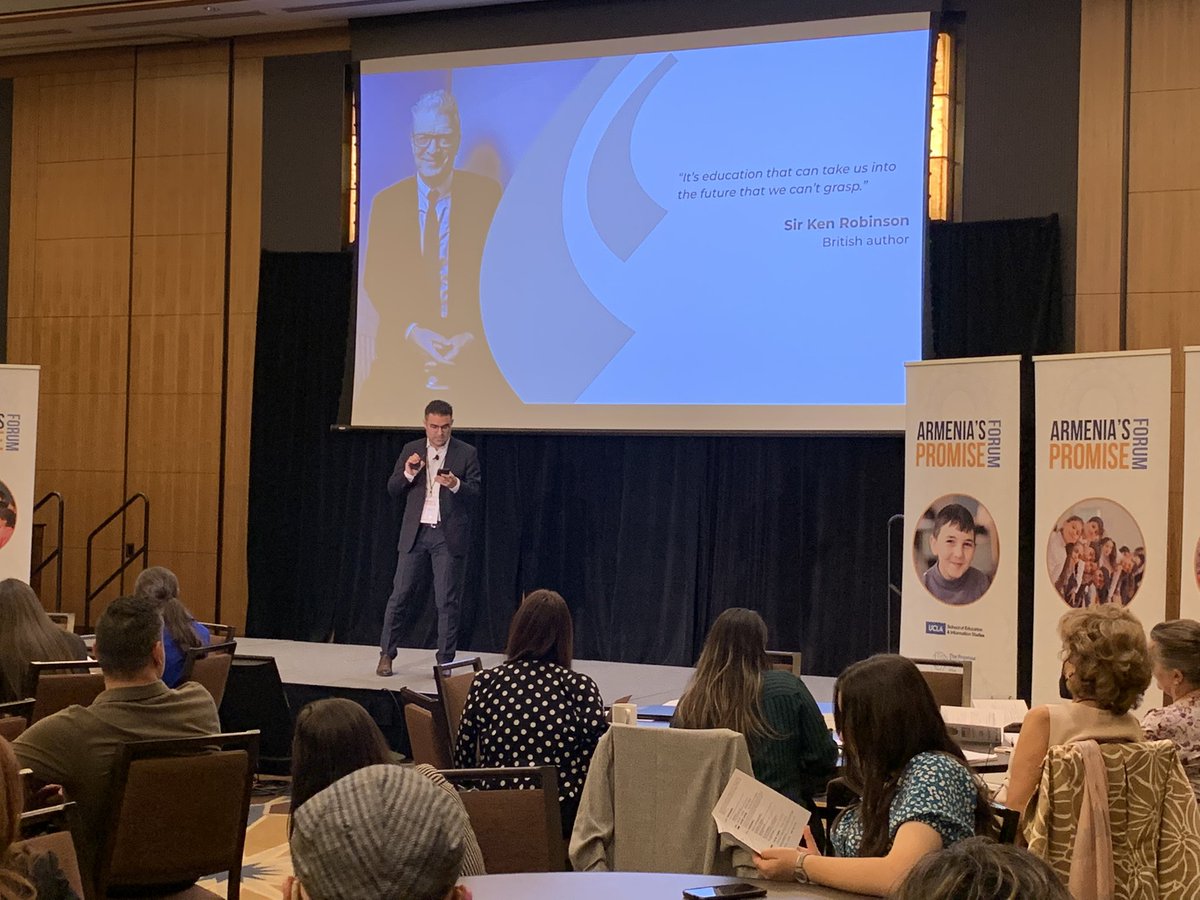 TeachForArmenia's tweet photo. “Learning doesn’t have to be unidimensional. If we want education to be a driver of social change, we have to equip young people with a larger set of skills that goes beyond cognitive development,” said Korioun Khatchadourian, Managing Director of @coafkids. #ArmeniasPromiseForum https://t.co/bfIUFkMoK2