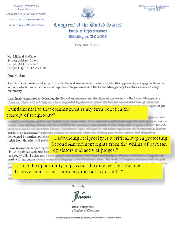 BucksCoKierstyn's tweet photo. @IndivisibleBUX I can't get over #GOP Brian Fitzpatrick's support for a national concealed carry policy reciprocity for firearms.  We don't need to deal with Texas's lax policies here in #Pennsylvania, which is what that policy would do.

#PA01, #FitzpatrickFailedUS https://t.co/SgdAy84n6N