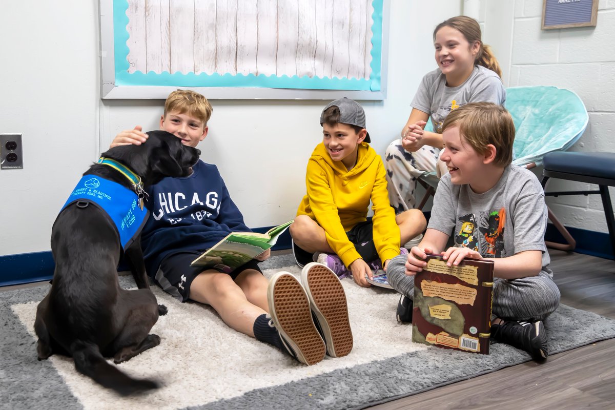 Echo, who is certified by The Bright and Beautiful Therapy Dogs, Inc., spends her time visiting schools, nursing homes and other places where additional support is needed. Students at Shongum Elementary had the opportunity to read to her today during her visit to the building.