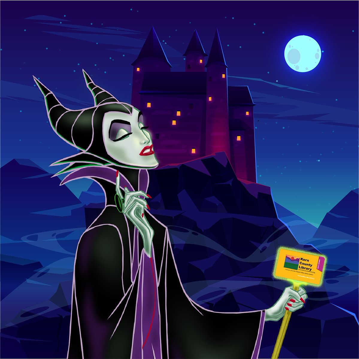 KernCntyLibrary's tweet photo. Maleficent knows that knowledge is power and wields her #KernLibrary card wisely. Do you have your KCL card? #KernLibrary https://t.co/nsbawOmzyW https://t.co/knptsy27J9
