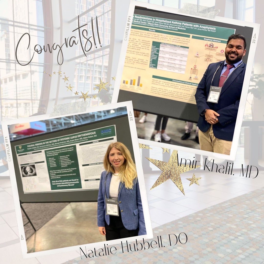 wsuim's tweet photo. Congrats to our residents who attended this year’s ACCP CHEST Conference in Nashville and presented their research!🫁
#ACCP #CHEST2022 #pulmcrit #pccm #MedEd https://t.co/1SWuQglzhq