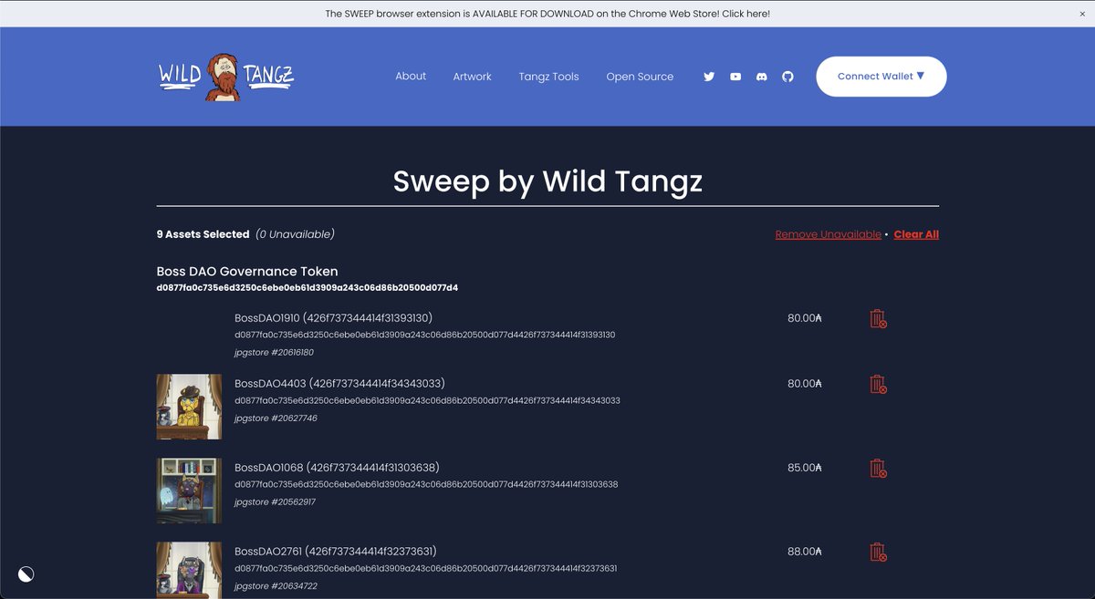 victormundi's tweet photo. Just swept the floor of @TheBossDAO with the @WildTangz sweeping extension. Highly recommended for any degen buying #NFTs on #Cardano https://t.co/oCfStAufJF