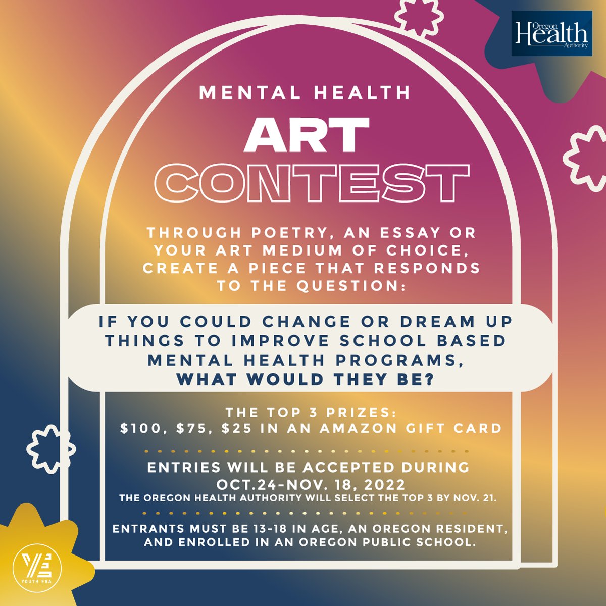 weareyouthera's tweet photo. Excited to announce OHA's new contest for fall!! Peep the details below:
#oregon #oregonstudents #highschool #weareyouthera https://t.co/pvjkHLamzi
