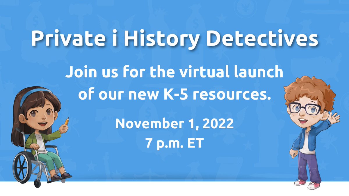 icivics's tweet photo. Want to get the most out of our new elementary resources? Join us for the virtual launch of Private i History Detectives on Nov. 1 at 7 p.m. Register today! https://t.co/VbFYO6OEd3 https://t.co/MtUZKIXlp3