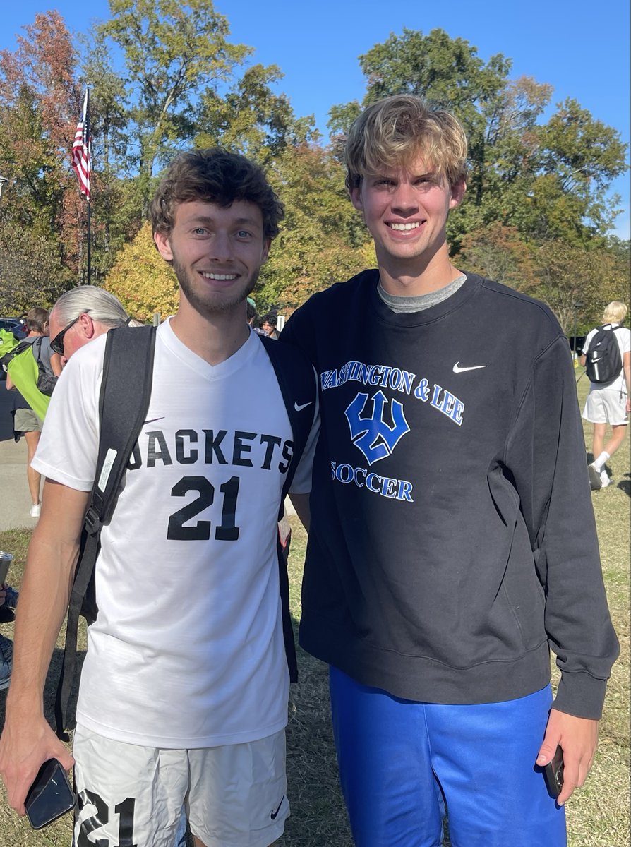 FCFrederick's tweet photo. Bryce Martin (@RMCathletics) and Carson Cooley (@WLUGenerals) after 11th-ranked W&L won 3-1! #FCF #FCFrederick #FCFalumni https://t.co/gn8u7qMuoA