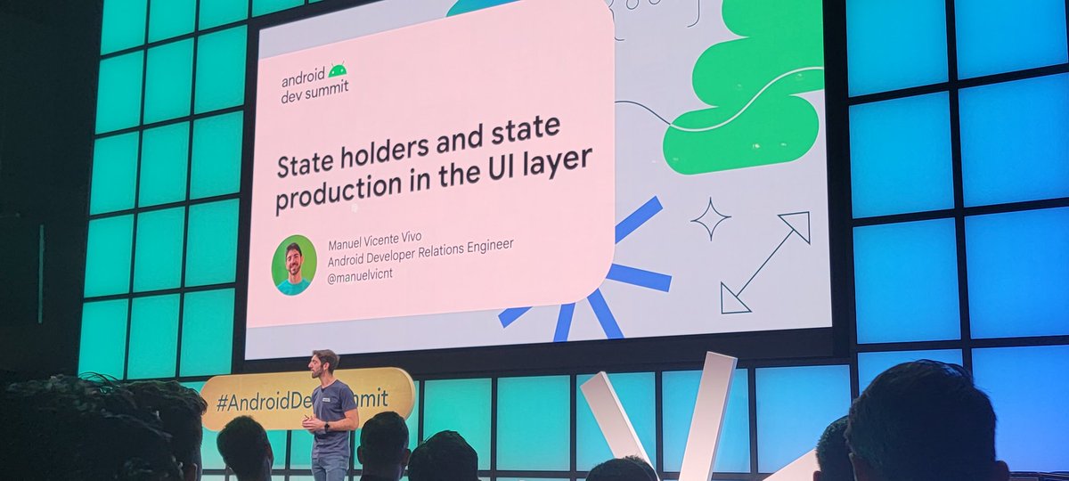 navczydev's tweet photo. #JetpackCompose State holders/productio in UI layer by @manuelvicnt 

#AndroidDev #AndroidDevSummit22 https://t.co/uv6CwYpnty