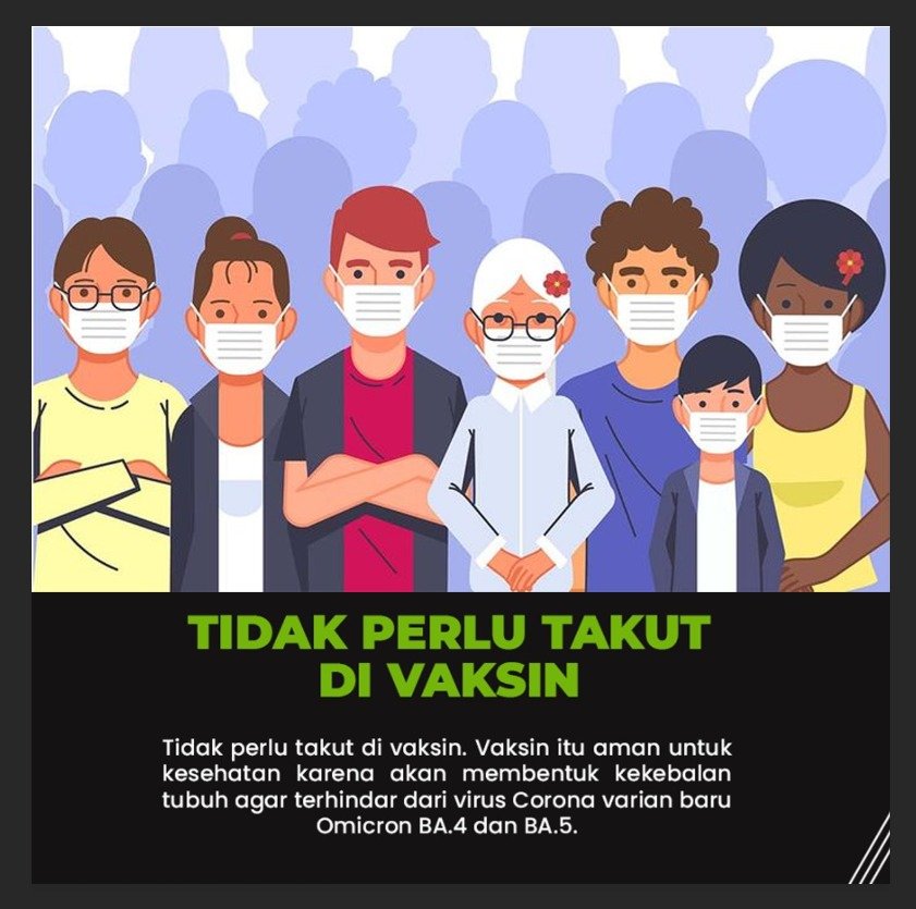 GarislucuBuzzer's tweet photo. Tidak perlu takut dengan vaksin. Vaksin tersebut aman bagi kesehatan
#TangkalKovidDenganProkes https://t.co/LsYIbW2IOH