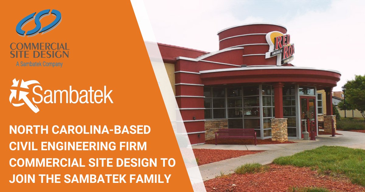 SAMBATEKllc's tweet image. ICYMI: Sambatek acquired @CSiteDesign a civil engineering and land surveying firm that focuses on creating sites that satisfy clients’ visions and are optimized for functionality, as well as providing accurate data geared towards taking the next step in the design process.