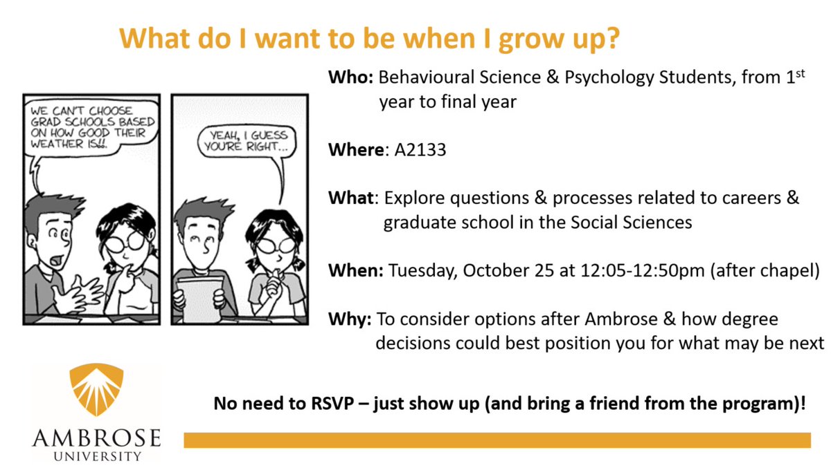SocialScienceAU's tweet photo. Curious where your Social Sciences degree can take you? Join Drs. Jim Cresswell &amp; @joelthiessen  tomorrow (Tuesday) to learn about career and grad school options. A2133 after chapel. https://t.co/2GH6eRlJzt